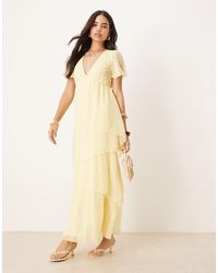 Vila - Tiered Dobby Ankle Dress - Lyst