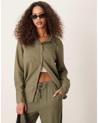 Jdy - Camisa Holgada De Lino De (Parte De Un Conjunto)-Verde - Lyst