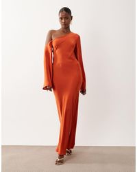 ASOS - Fallen Shoulder Long Sleeve Column Maxi Dress - Lyst