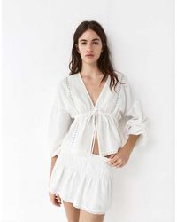 Pull&Bear - Skort Met Ruches - Lyst