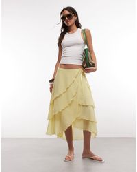 Monki - Chiffon Ruffle Midi Skirt - Lyst