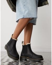 Dr. Martens - – 2976 leonore – chelsea-stiefel aus em leder mit pelzfutter - Lyst