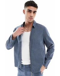 New Look - Linen Blend Striped Harrington Jacket Co-ord - Lyst