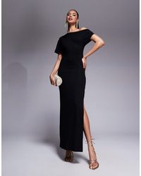 ASOS - Asymmetric Cap Sleeve Midi Dress With Split - Lyst