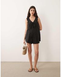 ASOS - V-neck Romper With Lace Trim - Lyst