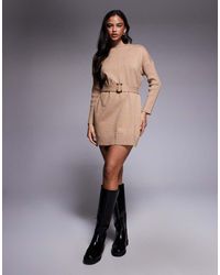 River Island - Gebreide Trui-Jurk Met Riem - Lyst