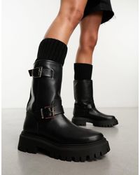 Stradivarius - Tall Biker Boot With Buckle Detail - Lyst
