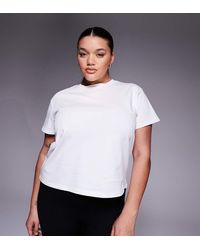 4505 - Camiseta Blanca De Corte Cuadrado De Tejido De Secado Rápido De Algodón Icon De Curve - Lyst