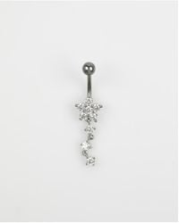 Lovisa - Titanium Cubic Zirconia Flower Triple Belly Piercing - Lyst