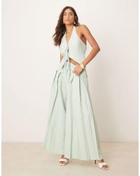 ASOS - Pantalones De Sastre Verde De Pernera Muy Ancha Con Detalle De Pinzas De (Parte De Un Conjunto)-Azul - Lyst