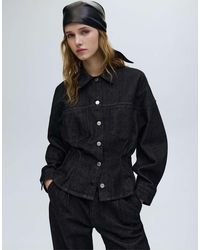 Pull&Bear - Fitted Denim Shirt With Pleats - Lyst