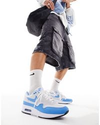 Nike - Air max - 1 - sneakers bianche e blu - Lyst