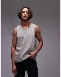 TOPMAN - Canotta Écru A Righe Sottili - Lyst
