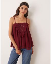 Miss Selfridge - – camisole-top aus chiffon und spitze - Lyst