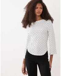 ASOS - 3/4 Sleeve Top With Boat Neck - Lyst