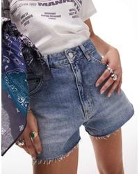 TOPSHOP - Mom Shorts Di Jeans Svasati Medio - Lyst