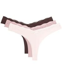 Oysho - 3 Laser-Cut Polyamide Blend Lace Thongs - Lyst