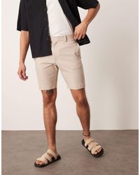 ASOS - Short habillé coupe slim en lin mélangé - taupe - Lyst