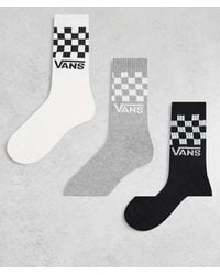 Vans - Pack De 3 Pares De Calcetines Deportivos De Blanco Y A Cuadros Clásicos De - Lyst