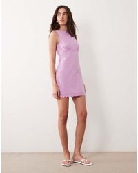 ASOS - Slash Neck Mini Sundress With Sculpted Bust And Broderie Hem - Lyst