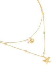 Lovisa - Waterproof Plated Stainless Steel Star & Shell Layered Necklace - Lyst
