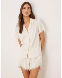 Chelsea Peers - Bridal Satin Button Up Lace Cuff Short Nightwear Set - Lyst