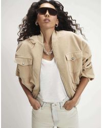 River Island - Faux Suede Classic Bomber Jacket - Lyst