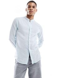 Only & Sons - Linen Mix Grandad Collar Shirt - Lyst