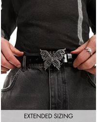 ASOS - Faux Leather Belt With Butterfly Buckle And Studs - Lyst