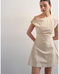 TOPSHOP - Structured Mini Dress With Twist Shoulder - Lyst