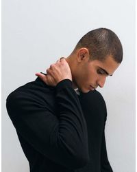 ASOS - Knitted Long Sleeve Pure Merino Wool Notch Neck Polo - Lyst