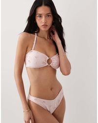 New Look - Bandeau Broderie Ring Detail Bikini Top - Lyst