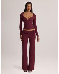 Oh Polly - Modal V-Neck Long Sleeve Ruched Waist Top Co-Ord - Lyst