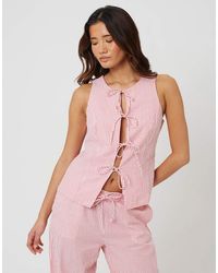 Brave Soul - Woven Stripe Tie Front Waistcoat - Lyst