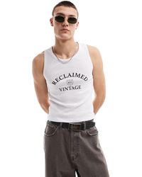 Reclaimed (vintage) - Camiseta blanca sin mangas con logo estampado - Lyst