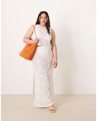 ASOS - Asos Design Curve Co-ord Floral Embroidery Mesh Tie Side Detail Maxi Skirt - Lyst