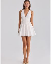 House Of Cb - Rosalina Cotton Lace Up Mini Dress - Lyst