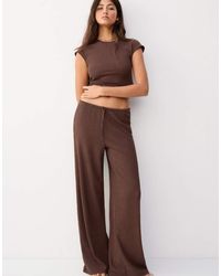 Pull&Bear - Broek Met Wijde Pijpen Van Crêpestof - Lyst