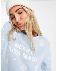 ONLY - Maglione con stampa di fiocchi di neve e "merry kiss-mas" - Lyst