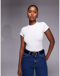 River Island - Fitted Ribbed T-Shirt - Lyst
