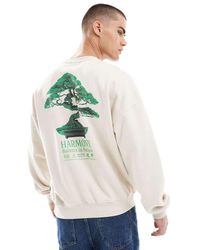 Only & Sons - Sudadera Color Crema Extragrande Con Estampado "Harmony" En La Espalda De -Blanco - Lyst