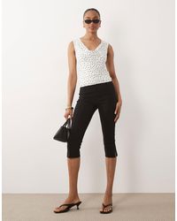 ASOS - Asos design tall pantalon capri taille haute en bengaline fendu sur le côté - Lyst