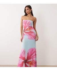 Kaiia - Exclusive Slinky Mesh Bandeau Fishtail Maxi Dress - Lyst