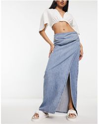Urban Revivo - Wrap Denim Maxi Skirt - Lyst
