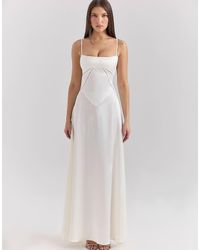 House Of Cb - Anabella Satin Lace Up Maxi Dress - Lyst