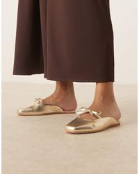 ASOS - Bailarinas Doradas Estilo Mules Con Lazo Lilo De -Dorado - Lyst
