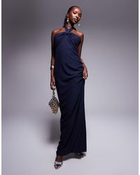 Vesper - Halterneck Maxi Dress With Bow - Lyst
