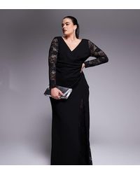 Goddiva - Curve Lace Wrap Maxi Dress - Lyst