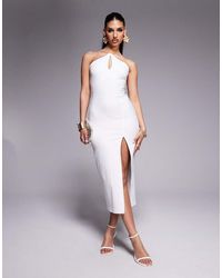 Vesper - High Neck Strappy Midaxi Dress With Front Keyhole - Lyst