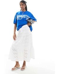 French Connection - Broderie Tiered Midaxi Skirt - Lyst